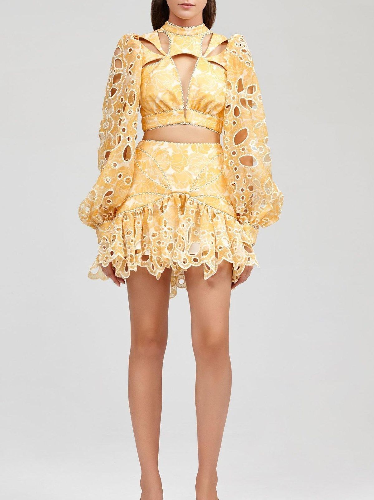 Acler Meredith Top & Skirt Set Lemon Size 8 - Image 1