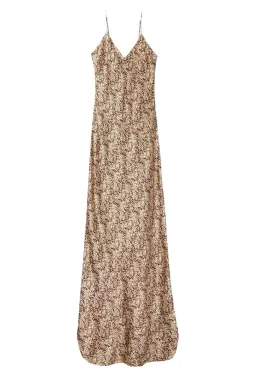 Nili Lotan Cami Gown Fall Leaf Print Brown Size AU 6 for rent on The Volte - image 4