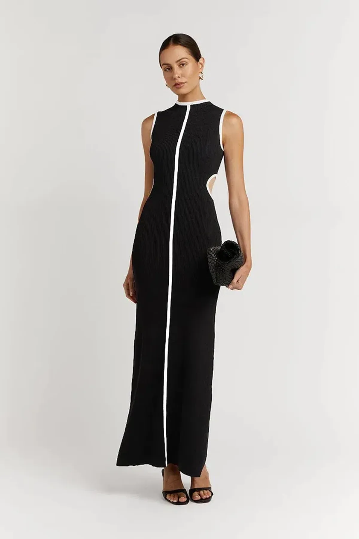 Dissh Binding Wheat Knit Midi Dress Black Size AU 10 for rent on The Volte - main image