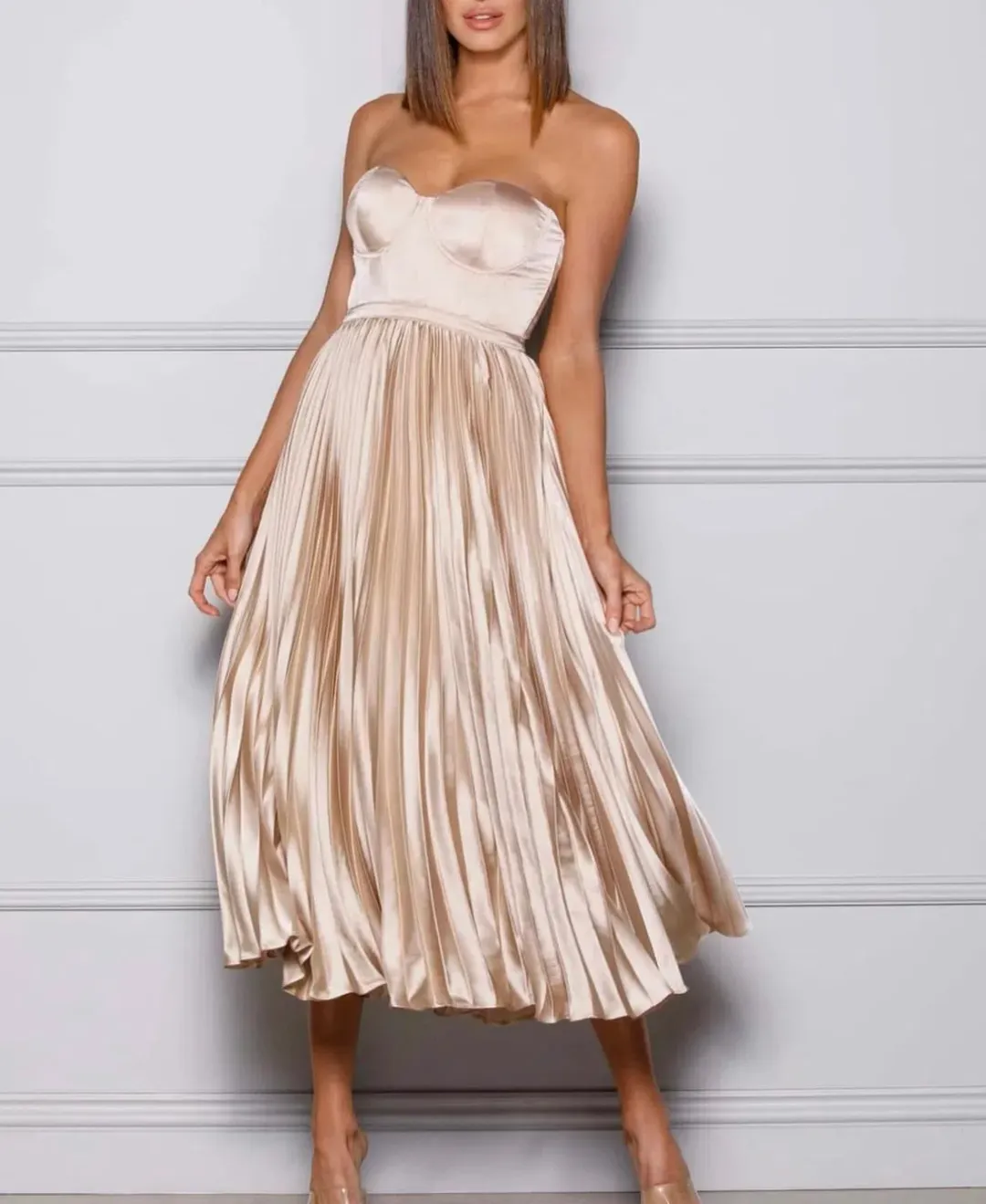 Elle Zeitoune Milan Dress in Champaign Size AU 6 for rent on The Volte - main image