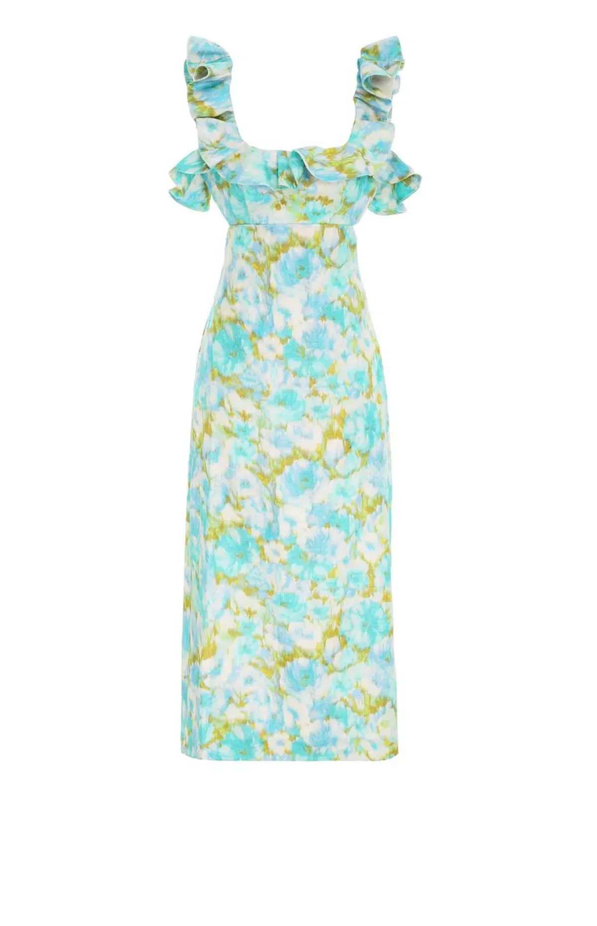 Zimmermann High Tide Frilled Midi Dress Floral Green Size 4 /AU 16 - Image 3