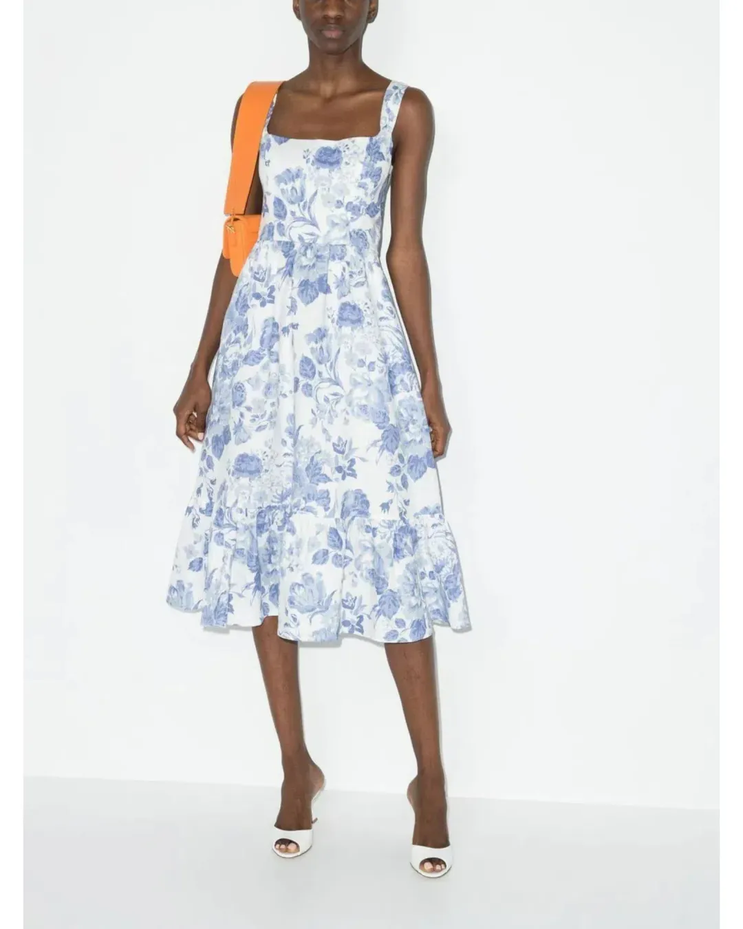 Reformation Square-Neck Tiered Midi Dress Floral Print Size AU 8 for rent on The Volte - main image