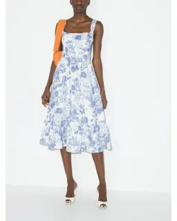 Reformation Square-Neck Tiered Midi Dress Floral Print Size AU 8 for rent on The Volte - image 1