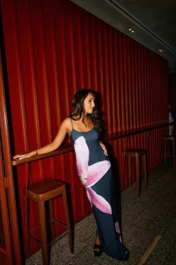 With Harper Lu Lily Floral Slip Dress Black Size S/AU 8 for rent on The Volte - image 8