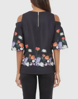 Ted Baker Kensington Amarga Cold-shoulder Top in Black in Size 1/AU 8 for rent on The Volte - image 2