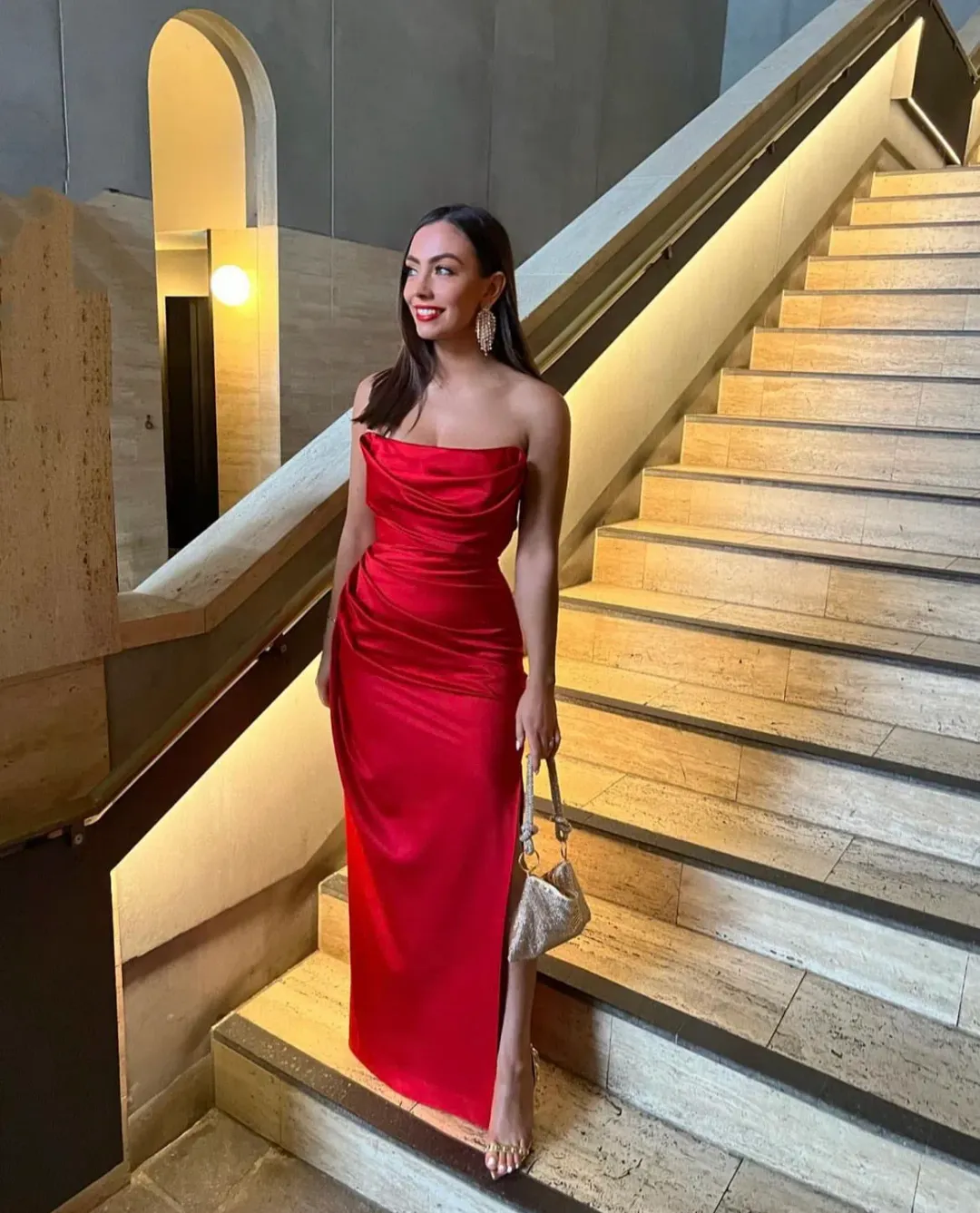 House Of CB Adrienne Strapless Corset Dress Red Size S/AU 8 for rent on The Volte - main image