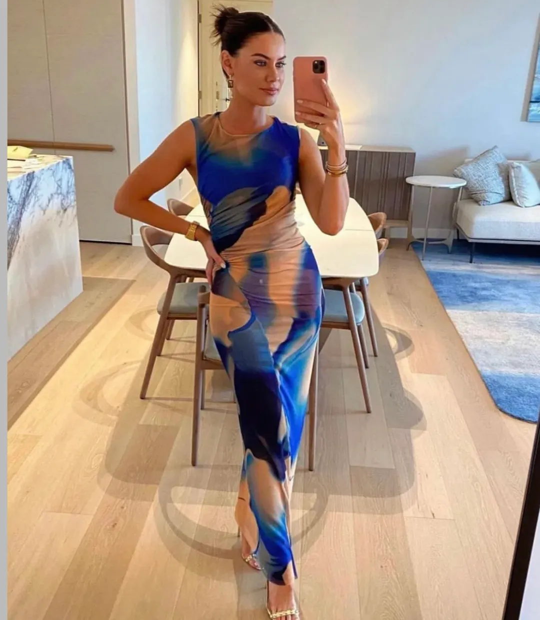 Scanlan Theodore Italian Watercolour Print Dress Blue Size 10 / M for rent on The Volte - main image