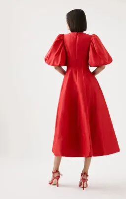 Aje Dusk Puff Sleeve Midi Dress Red Size 12 / L for rent on The Volte - image 3