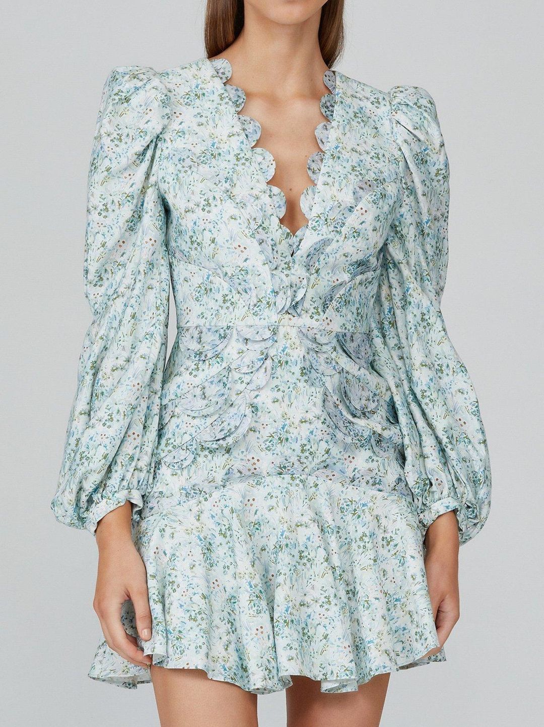 Acler Dixon Mini Dress Blue Floral Size AU 10 for rent on The Volte - main image