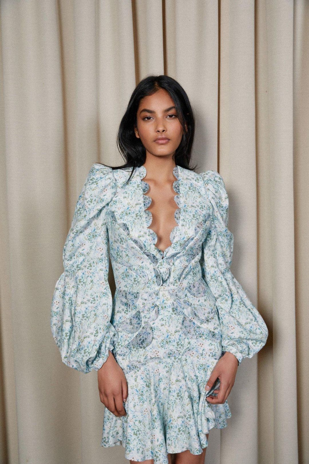 Acler Dixon Mini Dress Blue Floral Size AU 10 for rent on The Volte - main image