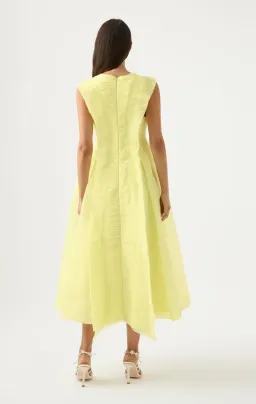 Aje Astrid Pleat Panel Midi Dress Yellow Size 12 for rent on The Volte - image 3