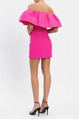 Rebecca Vallance Cecily Off Shoulder Mini Dress Pink Size AU 12 for rent on The Volte - image 3