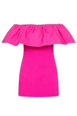 Rebecca Vallance Cecily Off Shoulder Mini Dress Pink Size AU 12 for rent on The Volte - image 4
