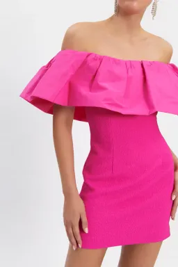 Rebecca Vallance Cecily Off Shoulder Mini Dress Pink Size AU 12 for rent on The Volte - image 2