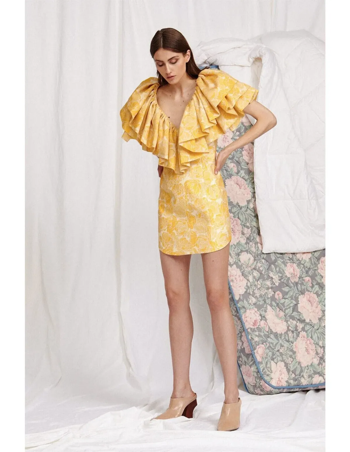 Acler Beston Mini Dress Yellow Size 8 for rent on The Volte - main image