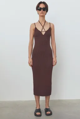 Viktoria and Woods Reynolds Midi Dress Brown Size 8 for rent on The Volte - image 1