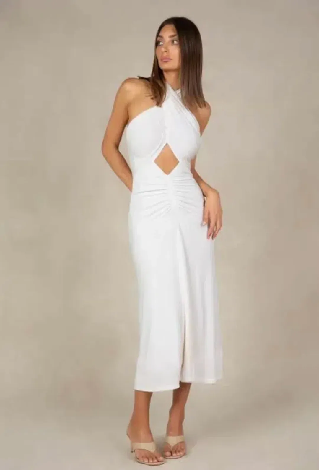 MISHA Esperanza Midi Dress White Size 10/M for rent on The Volte - main image