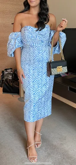 Eliya The Label Amalfi Striped Midi Dress Blue/White Size 12 for rent on The Volte - image 3