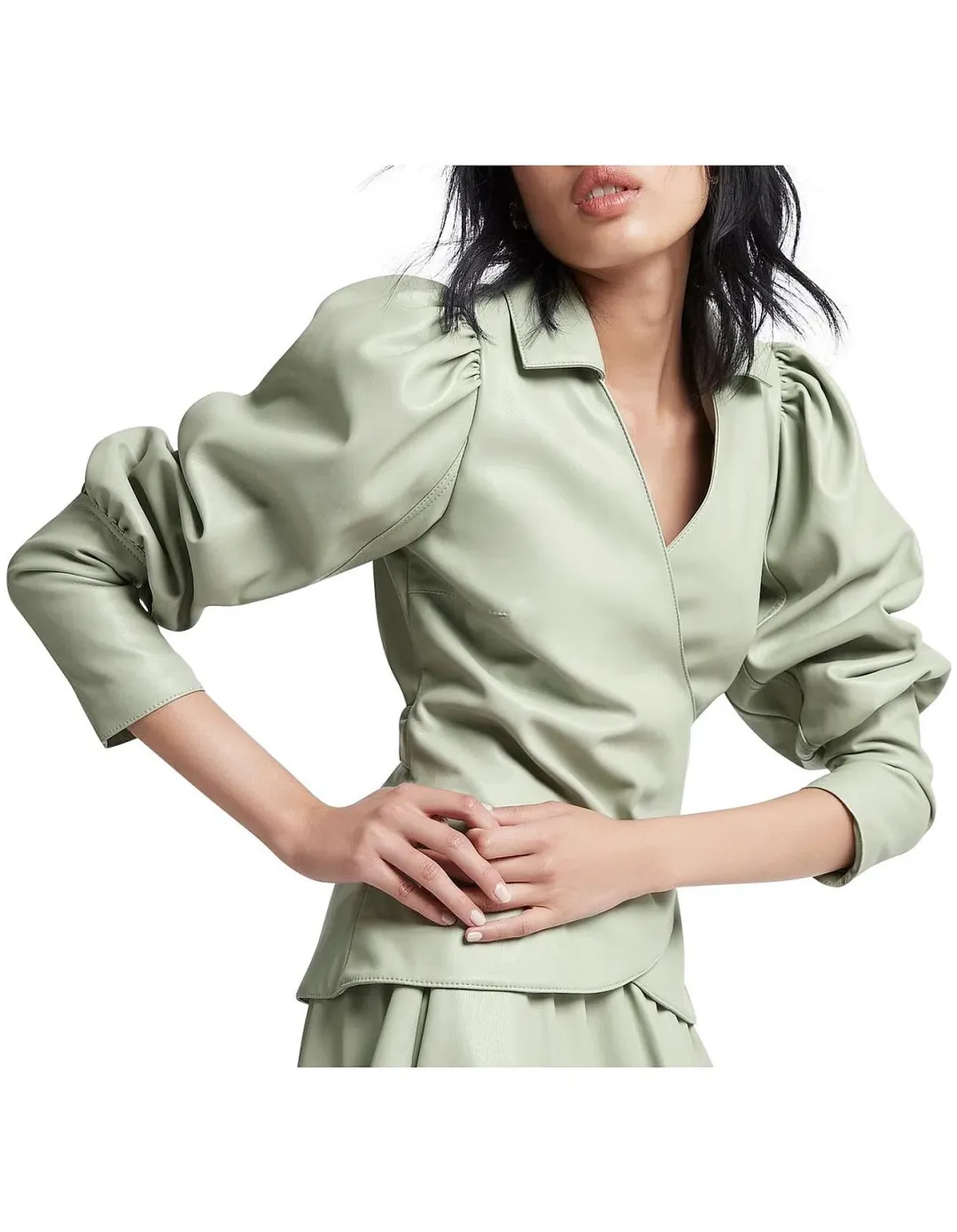 Aje Idyllic Wrap Top and Skirt Set Dusty Sage Green Size 6 for rent on The Volte - main image