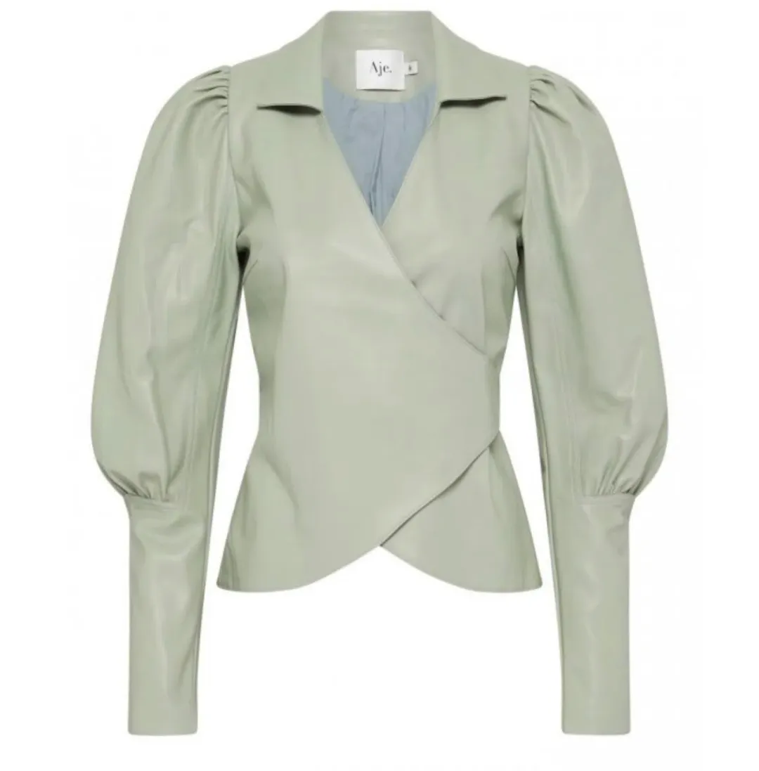 Aje Idyllic Wrap Top and Skirt Set Dusty Sage Green Size 6 for rent on The Volte - main image