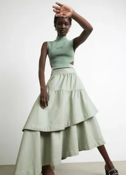 Aje Idyllic Wrap Top and Skirt Set Dusty Sage Green Size 6 for rent on The Volte - image 5