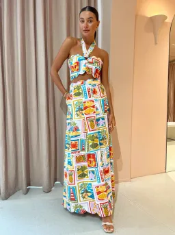 By Nicola Sea Change Top & Maxi Skirt In Summer Vacation Print Size AU 8 for rent on The Volte - image 1