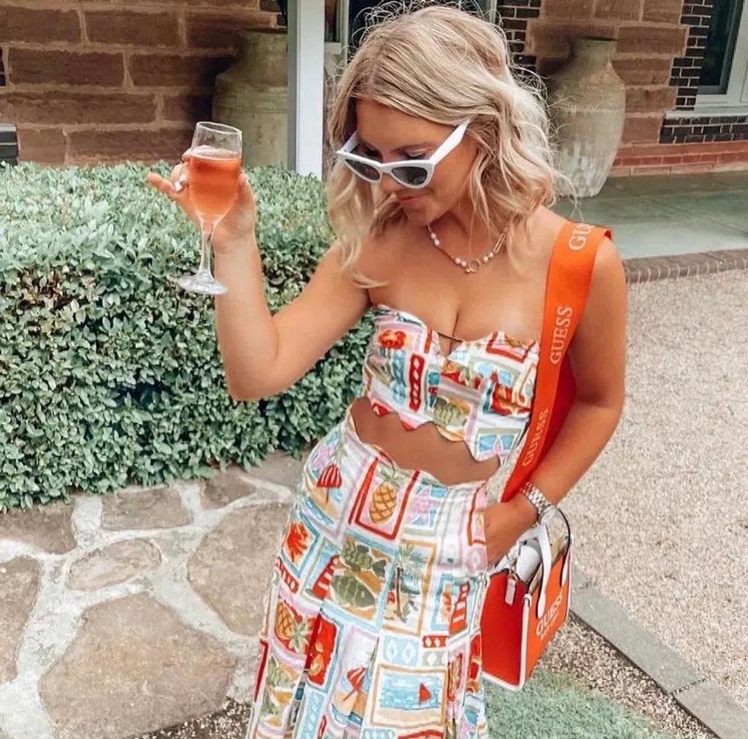 By Nicola Sea Change Top & Maxi Skirt In Summer Vacation Print Size AU 8 for rent on The Volte - main image