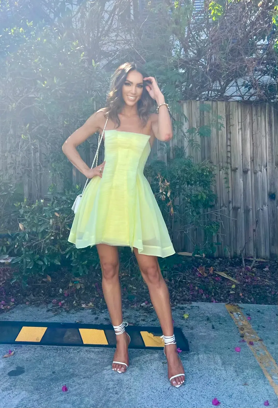 Aje Aspect Mini Dress Lemon Yellow Size AU 6 for rent on The Volte - main image