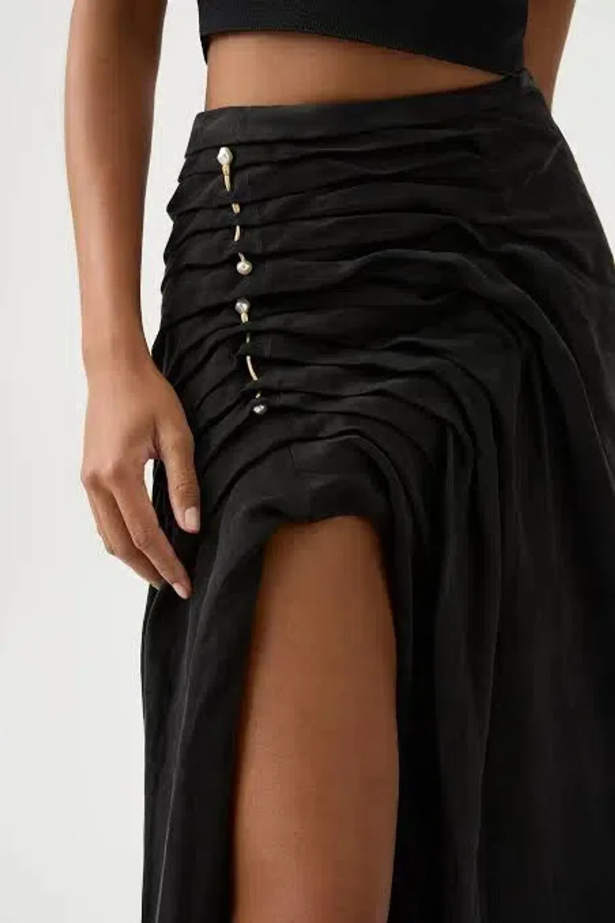 Aje Allure Draped Cami & Mika Split Midi Skirt Set Black Size XS / AU 6 - Image 3