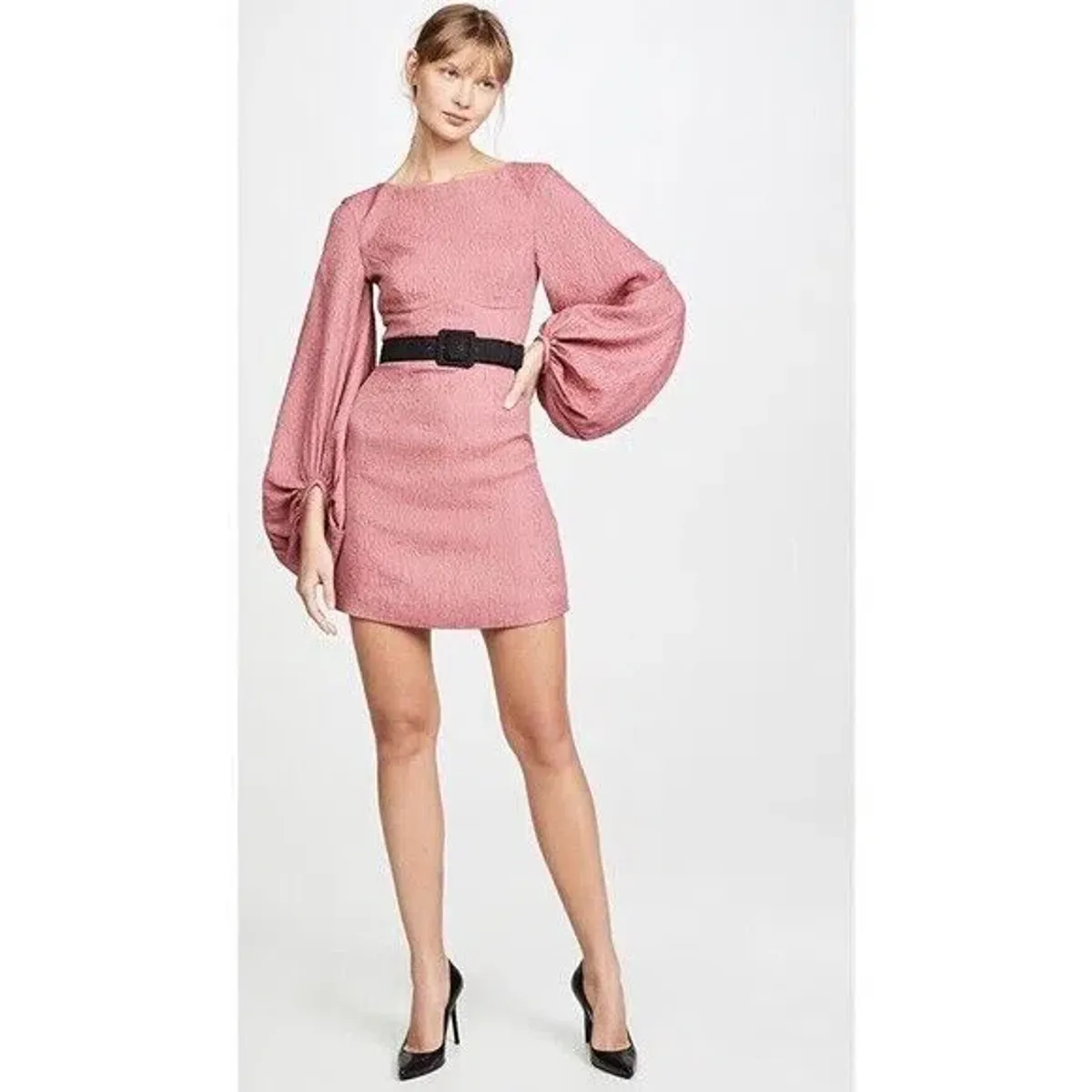 Rebecca Vallance Greta Long Sleeve Mini Dress Pink Size AU 12 - Image 1