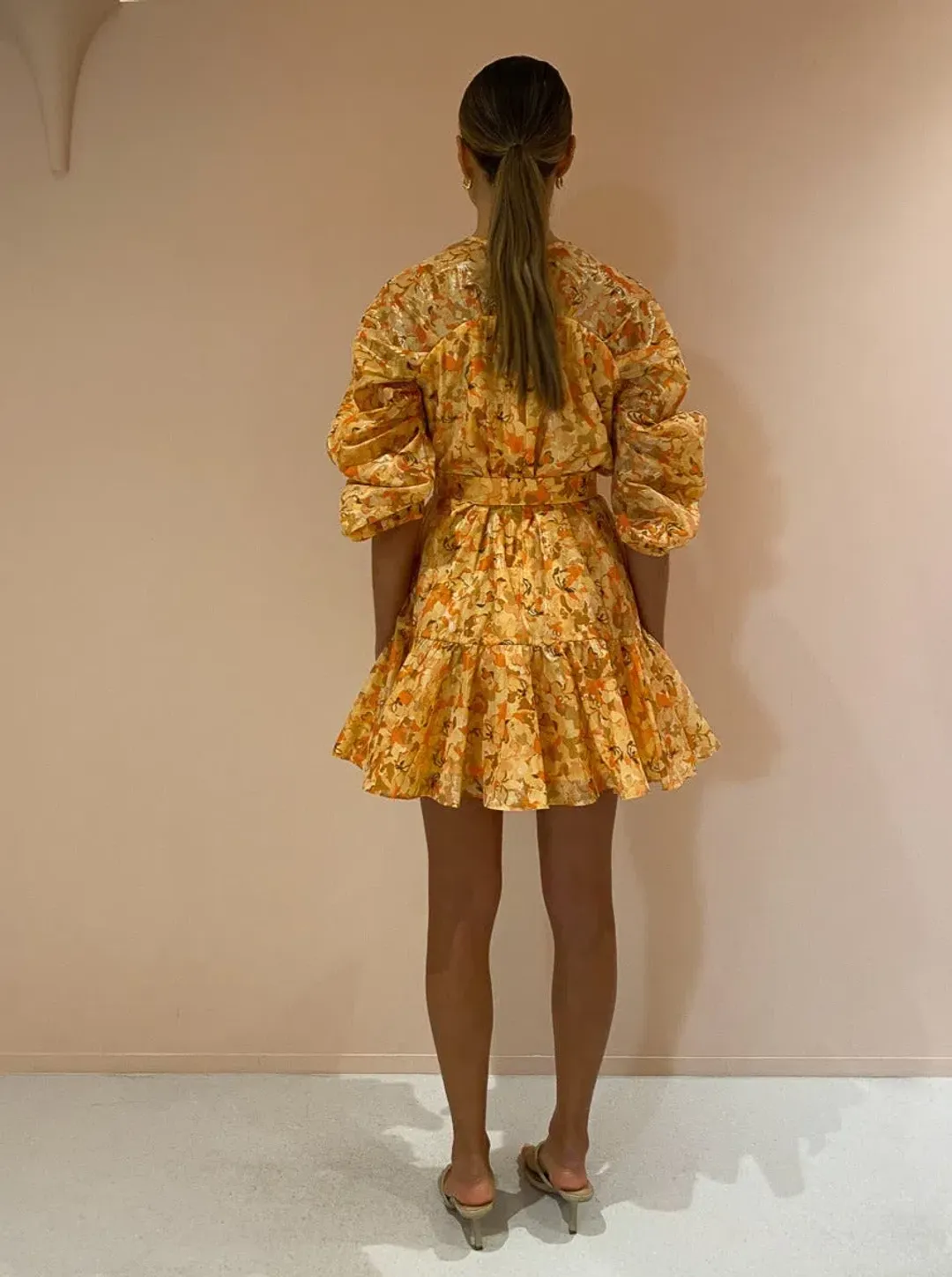 Acler Bonhill Mini Dress in Peach Parfait Size 6 for rent on The Volte - main image