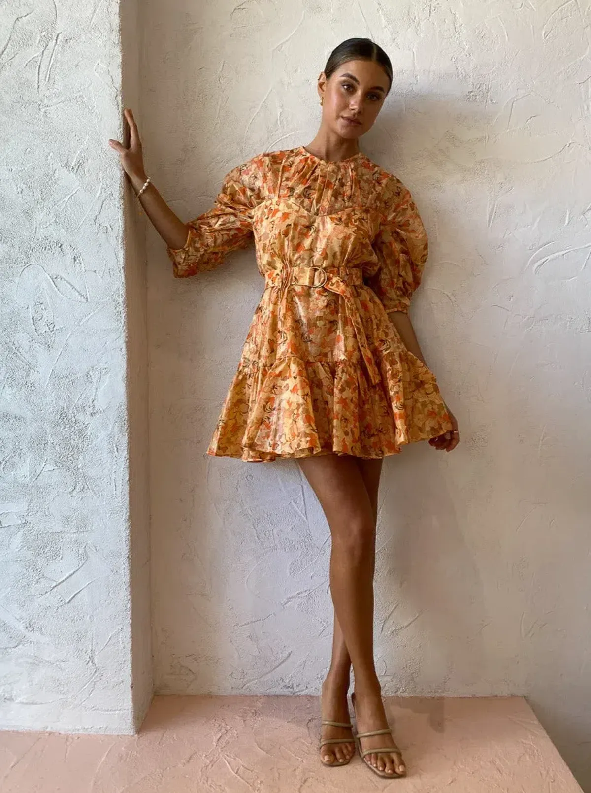 Acler Bonhill Mini Dress in Peach Parfait Size 6 for rent on The Volte - main image