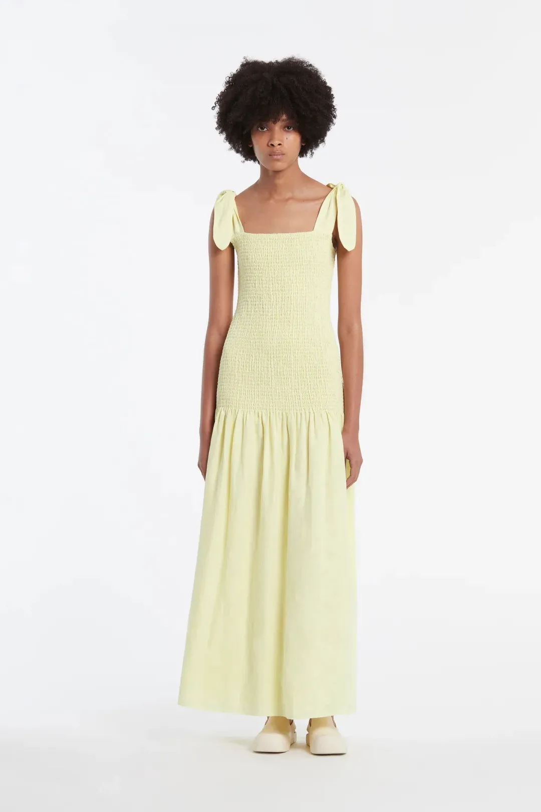 Sir the Label Francesca Shirred Maxi Dress Butter Yellow Size AU 6 for rent on The Volte - main image