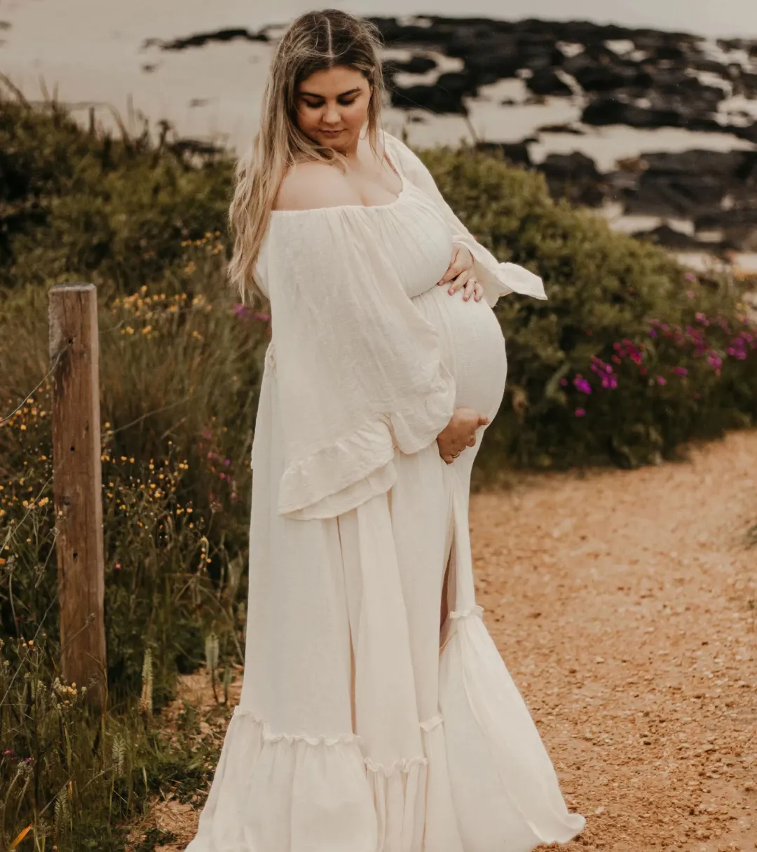 We Are Reclamation Ruffle Me Open Gown Beige Size 22 for rent on The Volte - main image