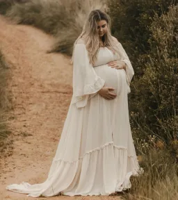 We Are Reclamation Ruffle Me Open Gown Beige Size 22 for rent on The Volte - image 1