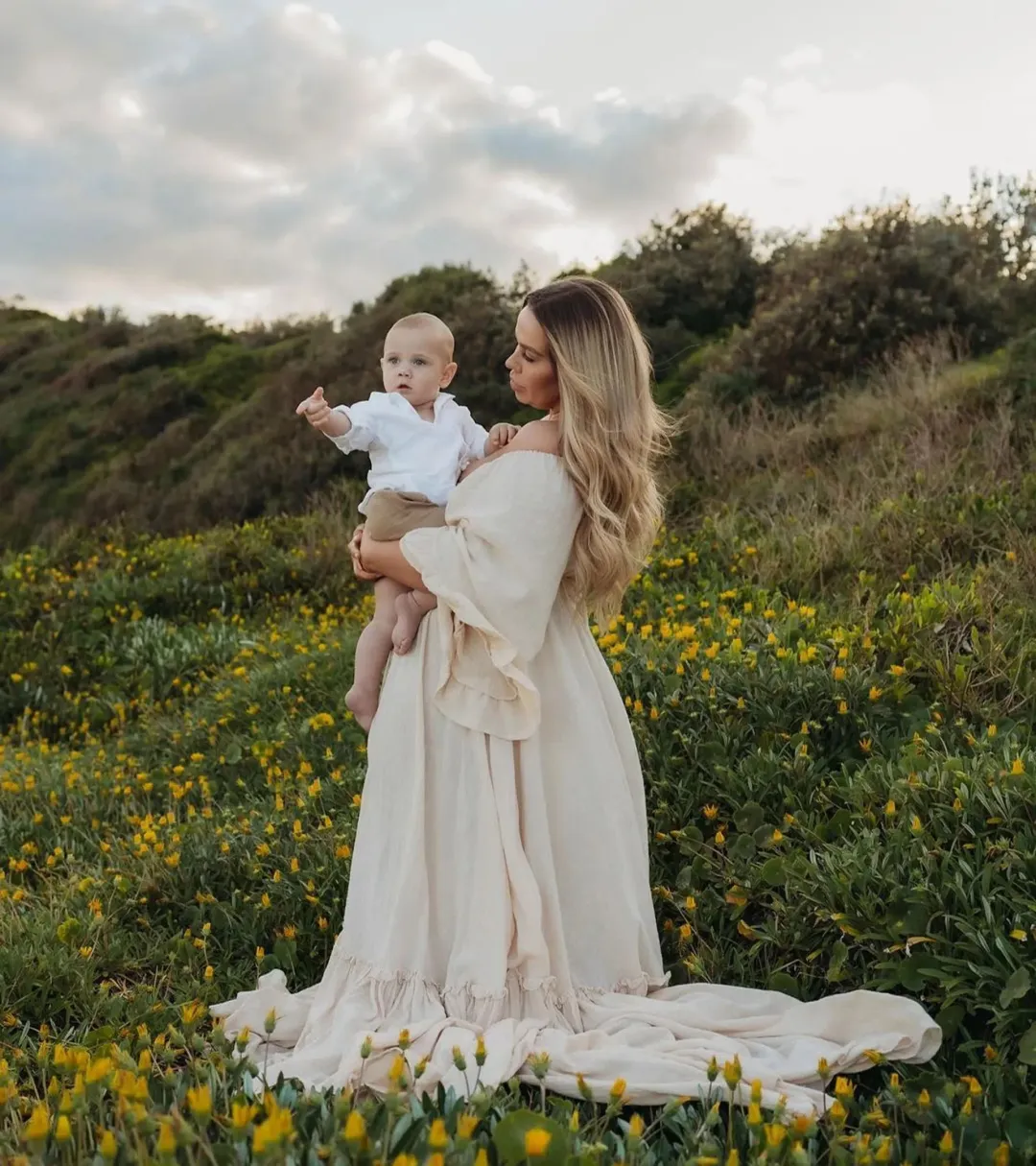 We Are Reclamation Ruffle Me Open Gown Beige Size 22 for rent on The Volte - main image