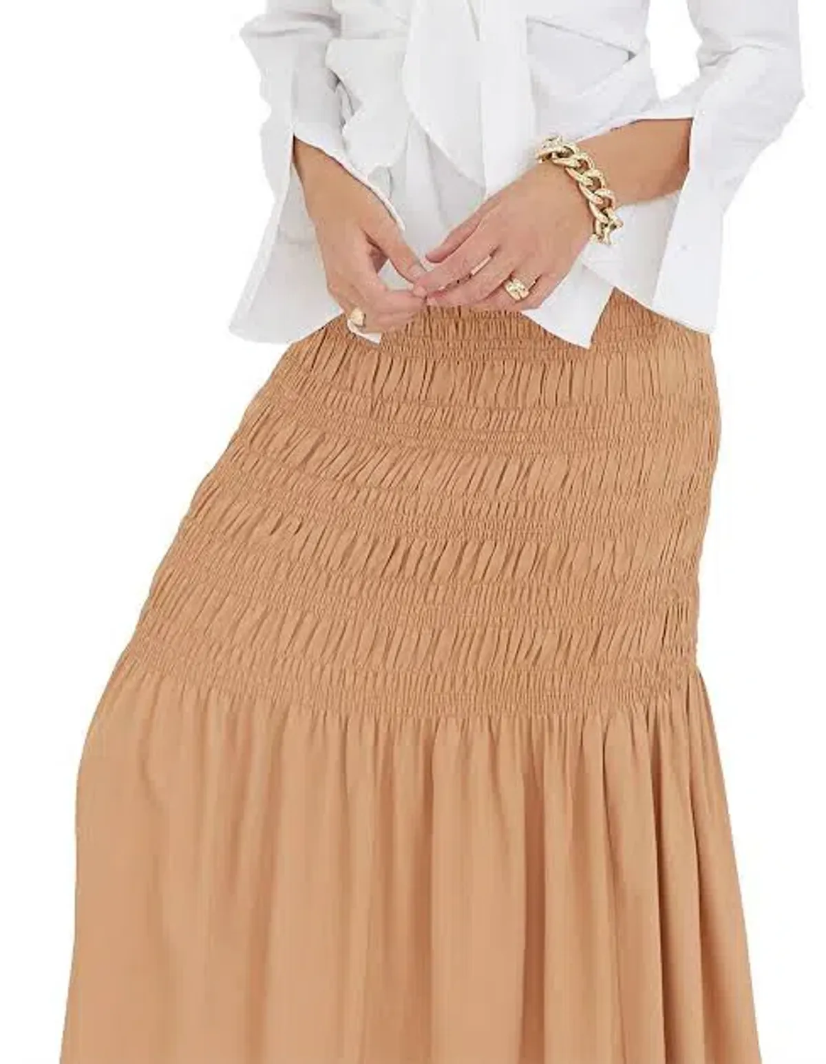 Sovere Trilogy Maxi Skirt Gold Apricot Size AU 8 - Image 2