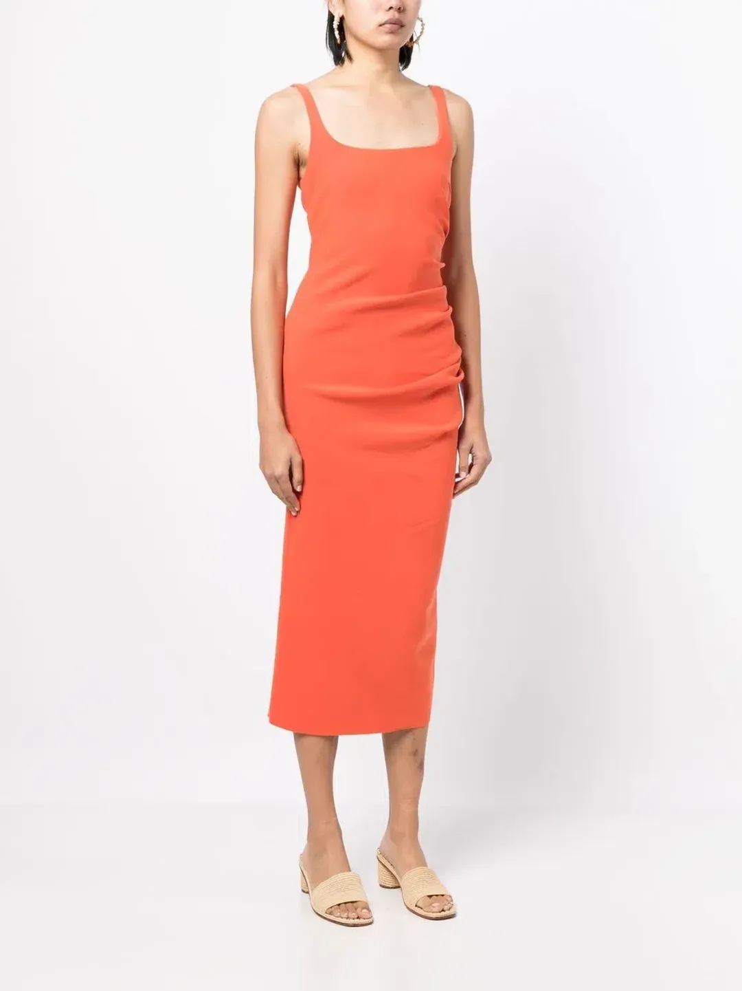 Bec & Bridge Katrine Tuck Midi Dress Orange Size AU 8 for rent on The Volte - main image
