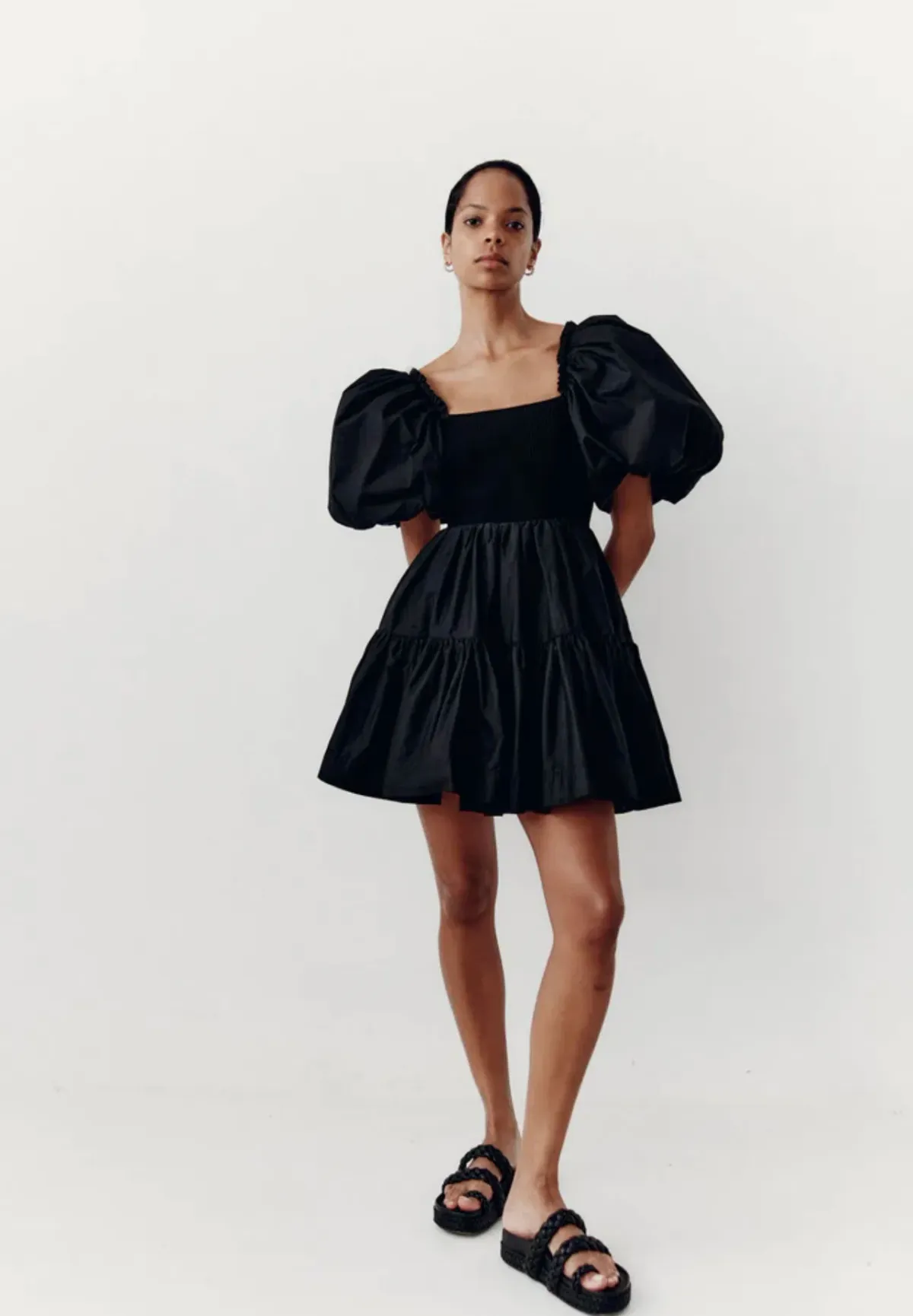 Aje Casa Puff Sleeve Mini Dress Black Size AU 8 - Image 1