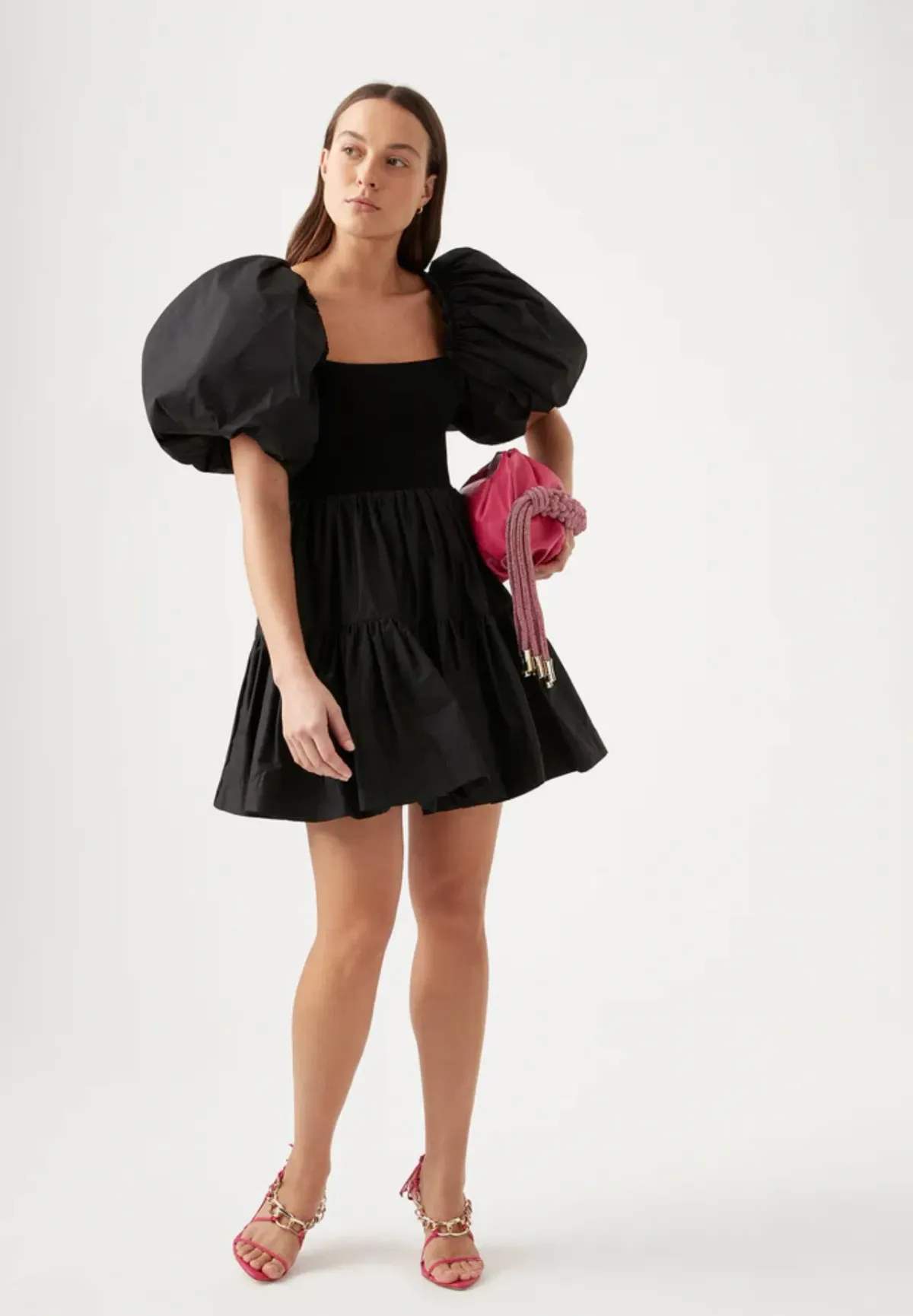 Aje Casa Puff Sleeve Mini Dress Black Size AU 8 - Image 2