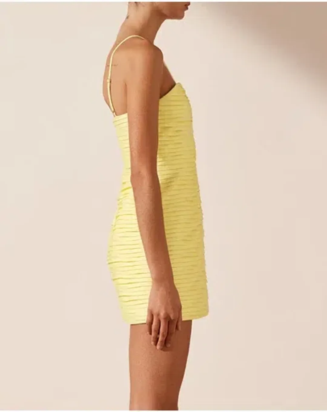 Shona Joy Thea Keyhole Mini Dress Limoncello Yellow Size AU 12 for rent on The Volte - main image