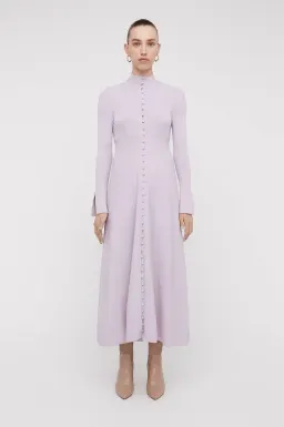 Scanlan Theodore Crepe Knit Button Polo Dress in Pale Mauve Size XS / Au 6 for rent on The Volte - image 1