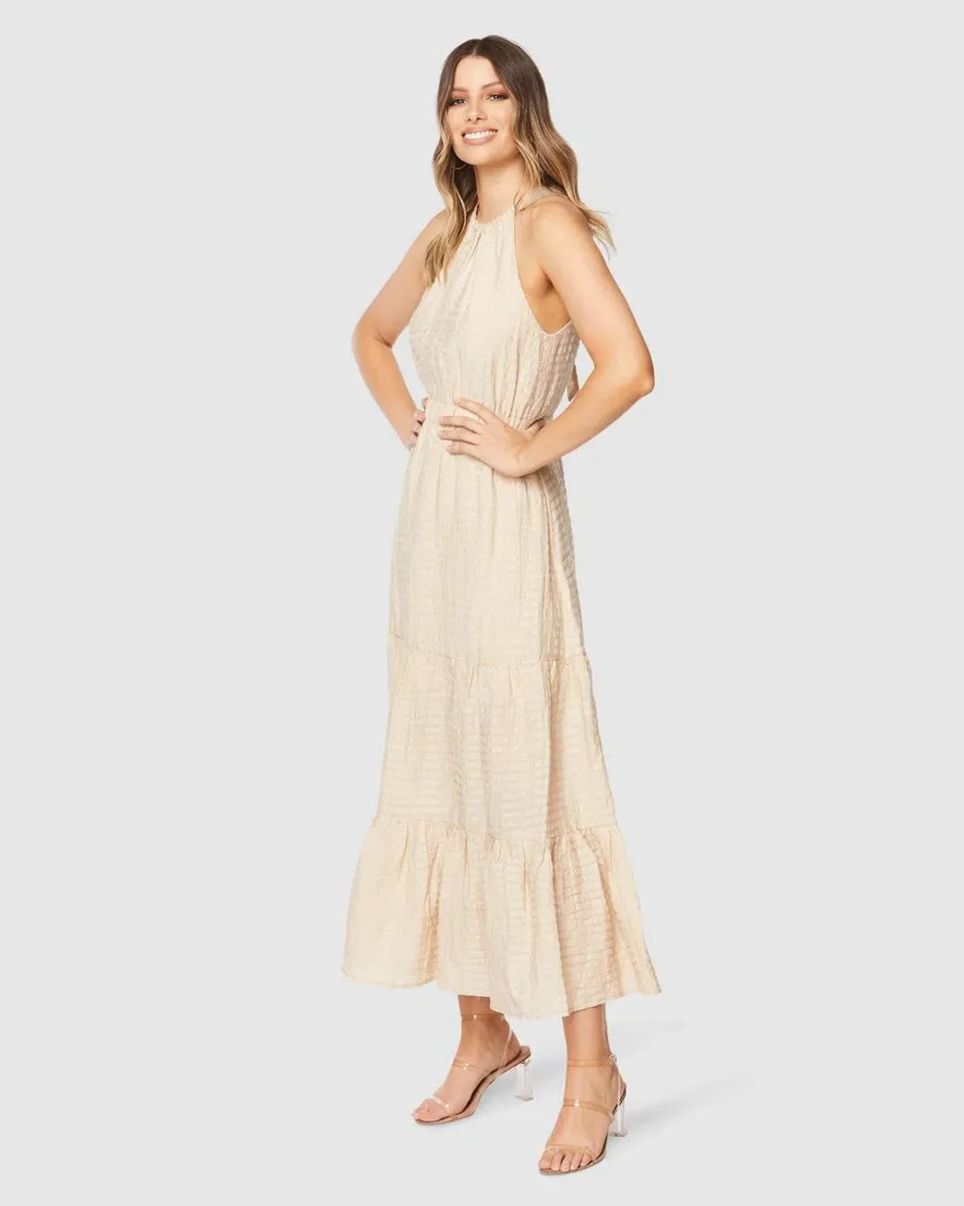 Pilgrim Aaliyah Midi Dress Sand Size 16 for rent on The Volte - main image
