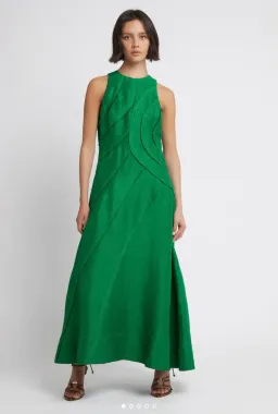 Aje Faraway Midi Dress Emerald Green Size 8 for rent on The Volte - image 1