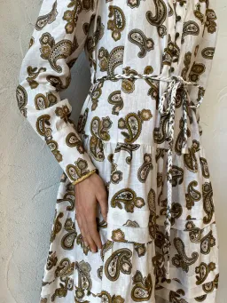 Alemais Mia Paisley Linen Midi Dress Cream Paisley Size 6 for rent on The Volte - image 3