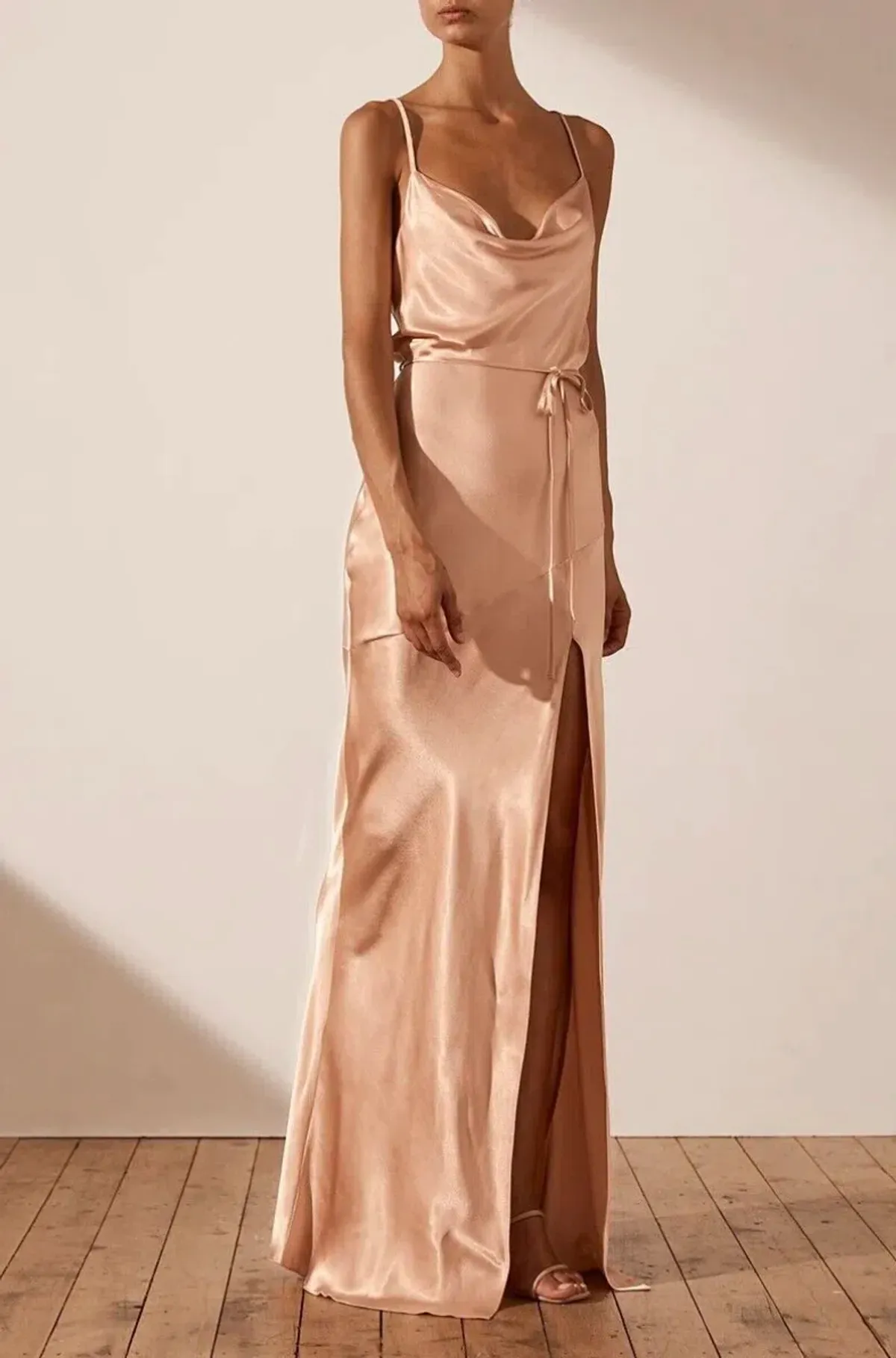 Shona Joy La Lune Bias Cowl Maxi Dress in Desert Rose - Image 1
