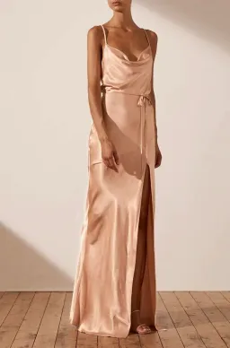 Shona Joy La Lune Bias Cowl Maxi Dress in Desert Rose for rent on The Volte - image 1