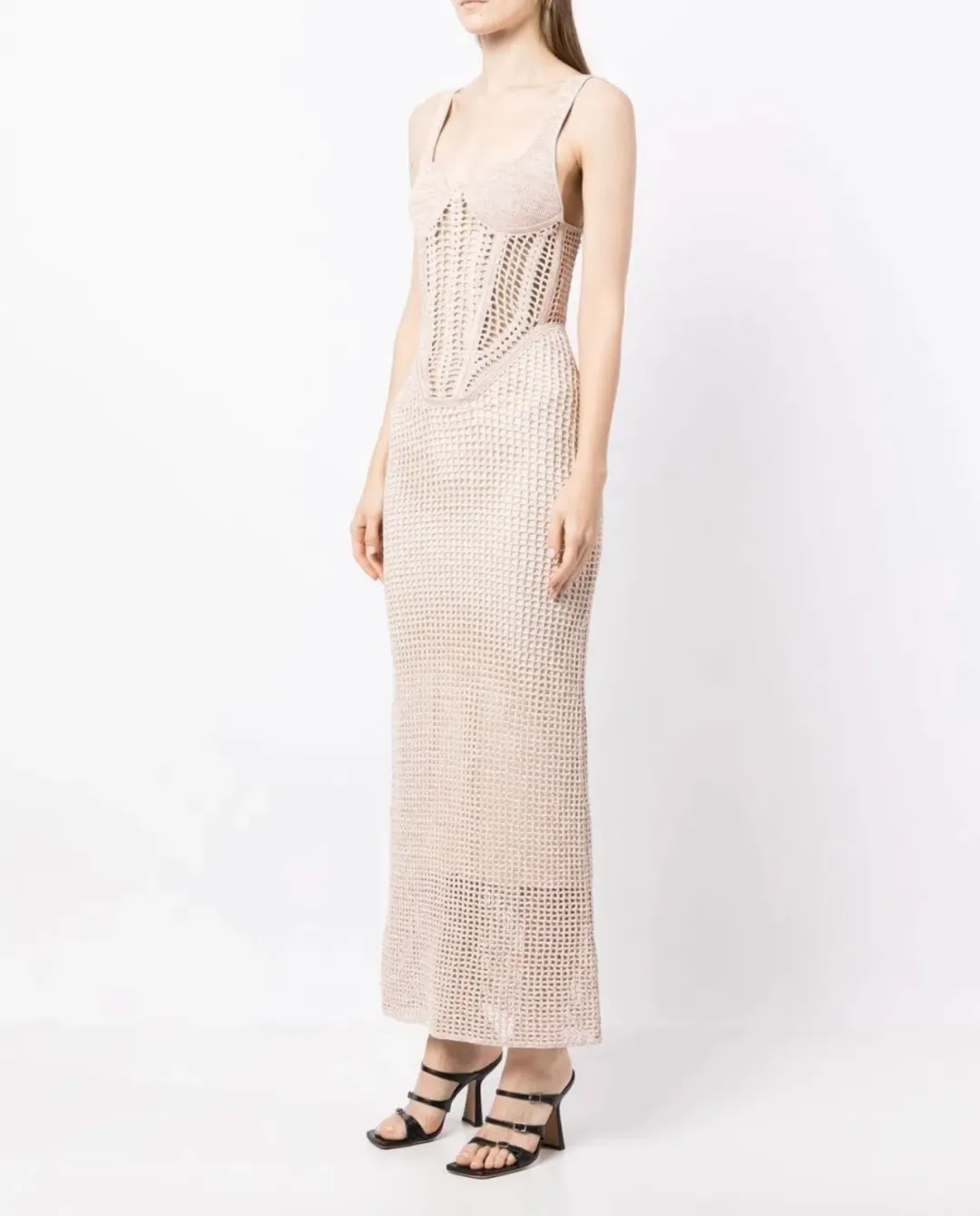 Dion Lee Marled Double Cup Corset Dress Cream Marle Size 8 for rent on The Volte - main image