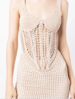 Dion Lee Marled Double Cup Corset Dress Cream Marle Size 8 for rent on The Volte - image 3