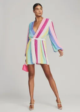 Retrofete Gabrielle Sequin Robe Unicorn Stripe Size 8 for rent on The Volte - image 1